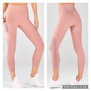 Fabletics Mila High Wasited Mesh Pocket Pink Capri